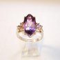 Vintage Sterling Silver Amythest & Czs Ring Sz 8 1/2