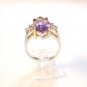 Vintage Sterling Silver Amythest & Czs Ring Sz 8 1/2