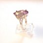 Vintage Sterling Silver Amythest & Czs Ring Sz 8 1/2