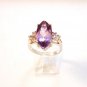 Vintage Sterling Silver Amythest & Czs Ring Sz 8 1/2