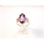 Vintage Sterling Silver Amythest & Czs Ring Sz 8 1/2