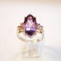 Vintage Sterling Silver Amythest & Czs Ring Sz 8 1/2