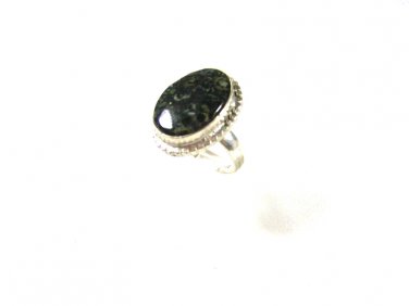 Sterling Silver & Black Ring Size 9  Unbranded 7915