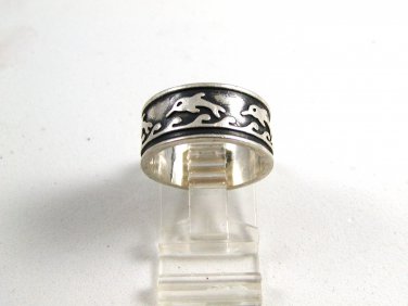 Mexican Taxco Sterling Silver Dolphin Band Ring Size 7 3/4