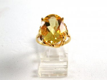 Sterling Silver Gold Vermeil Citrine Ring Size 7 1/2
