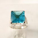 Huge Vintage Sterling Silver & Blue Topaz Ring Sz 8 1/4