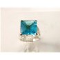 Huge Vintage Sterling Silver & Blue Topaz Ring Sz 8 1/4