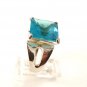 Huge Vintage Sterling Silver & Blue Topaz Ring Sz 8 1/4