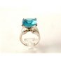 Huge Vintage Sterling Silver & Blue Topaz Ring Sz 8 1/4