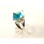 Huge Vintage Sterling Silver & Blue Topaz Ring Sz 8 1/4