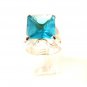Huge Vintage Sterling Silver & Blue Topaz Ring Sz 8 1/4