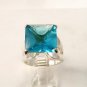 Huge Vintage Sterling Silver & Blue Topaz Ring Sz 8 1/4