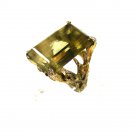 Huge Faux Citrine Costume Dinner Goldtone Ring Size 7 1/2 Unbranded 7615