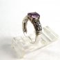 Sterling Silver Amythest & Marcasites Ring Size 7 1/4