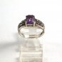 Sterling Silver Amythest & Marcasites Ring Size 7 1/4