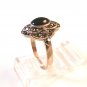Sterling Silver & Black Onyx & Marcasites Ring Size 9 1/4
