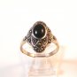 Sterling Silver & Black Onyx & Marcasites Ring Size 9 1/4