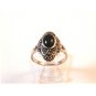 Sterling Silver & Black Onyx & Marcasites Ring Size 9 1/4