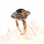 Sterling Silver & Black Onyx & Marcasites Ring Size 9 1/4