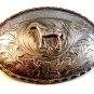 Vintage Mexican Alpaca Silver Horse Pony Western Cowboy Belt Buckle 5" X 3 1/2"
