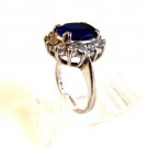Vintage Sterling Silver & Deep Blue Sapphire CZs Ring Size 7 1/2