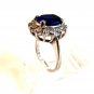 Vintage Sterling Silver & Deep Blue Sapphire CZs Ring Size 7 1/2