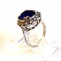 Vintage Sterling Silver & Deep Blue Sapphire CZs Ring Size 7 1/2
