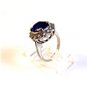Vintage Sterling Silver & Deep Blue Sapphire CZs Ring Size 7 1/2