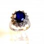 Vintage Sterling Silver & Deep Blue Sapphire CZs Ring Size 7 1/2