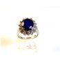 Vintage Sterling Silver & Deep Blue Sapphire CZs Ring Size 7 1/2