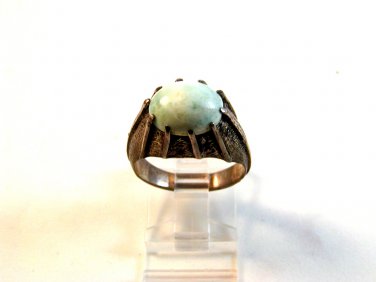 Vintage Silver & Green Stone Ring Size 8 1/2
