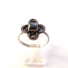 Vintage Sterling Silver & Black Onyx Ring Sz 8 1/2