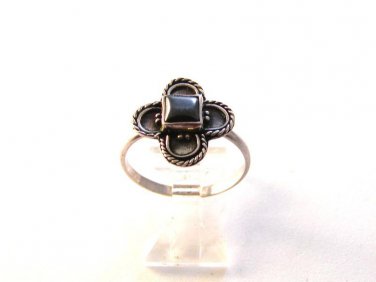 Vintage Sterling Silver & Black Onyx Ring Sz 8 1/2
