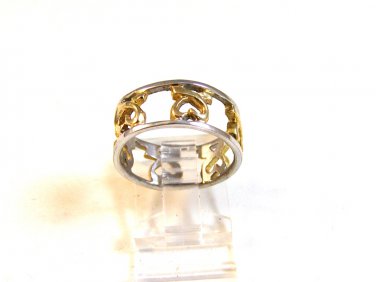 Vintage Sterling Silver 2 Tone Hearts Ring Size 7 3/4