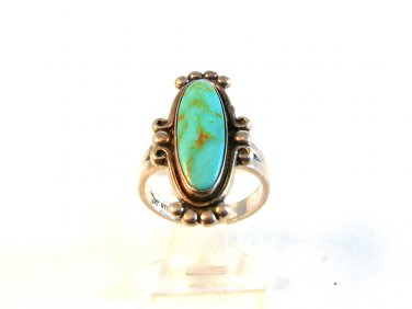 Bells Trading Post Native American Sterling & Turqouise Ring Size 5 1/2