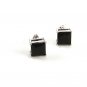 Sterling Silver & Clear Black CZ's Square Pierced Fashion Earrings 11052013b