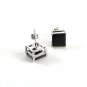 Sterling Silver & Clear Black CZ's Square Pierced Fashion Earrings 11052013b