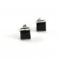Sterling Silver & Clear Black CZ's Square Pierced Fashion Earrings 11052013b