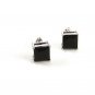 Sterling Silver & Clear Black CZ's Square Pierced Fashion Earrings 11052013b