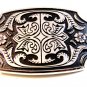 New Old Stock Silver Tone Black Enamel Western Cowboy Belt Buckle