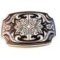 New Old Stock Silver Tone Black Enamel Western Cowboy Belt Buckle