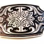New Old Stock Silver Tone Black Enamel Western Cowboy Belt Buckle