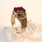 Sterling Silver Red Garnet Crystal Marcasites Heart Ring Size 8 1/2