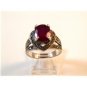 Sterling Silver Red Garnet Crystal Marcasites Heart Ring Size 8 1/2