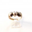 Vintage Sterling Silver 3 Three Heart Ring Size 7