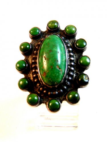 Signed Vintage Native American Silver & Turquoise Ring Size 7  545