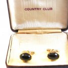 Vintage Country Club Gold Tone & Faux Fire Opal Cufflinks MIB