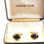 Vintage Country Club Gold Tone & Faux Fire Opal Cufflinks MIB