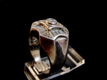 Vintage Sterling Silver & CZs Ring Size 11 1/2
