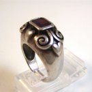 Vintage Gothic Sterling Silver & Amythest Heart Ring Size 9 1/4